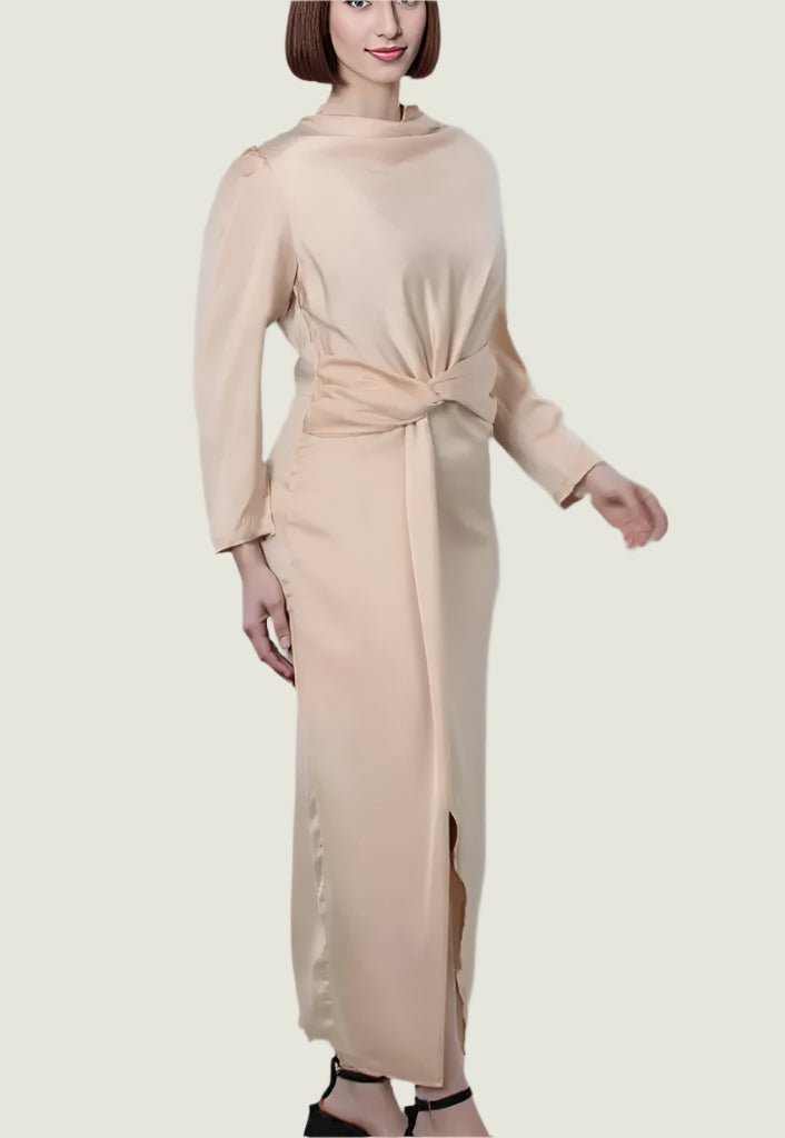 Elegant Satin Twist-Front Midi Dress - Party & Evening Wear