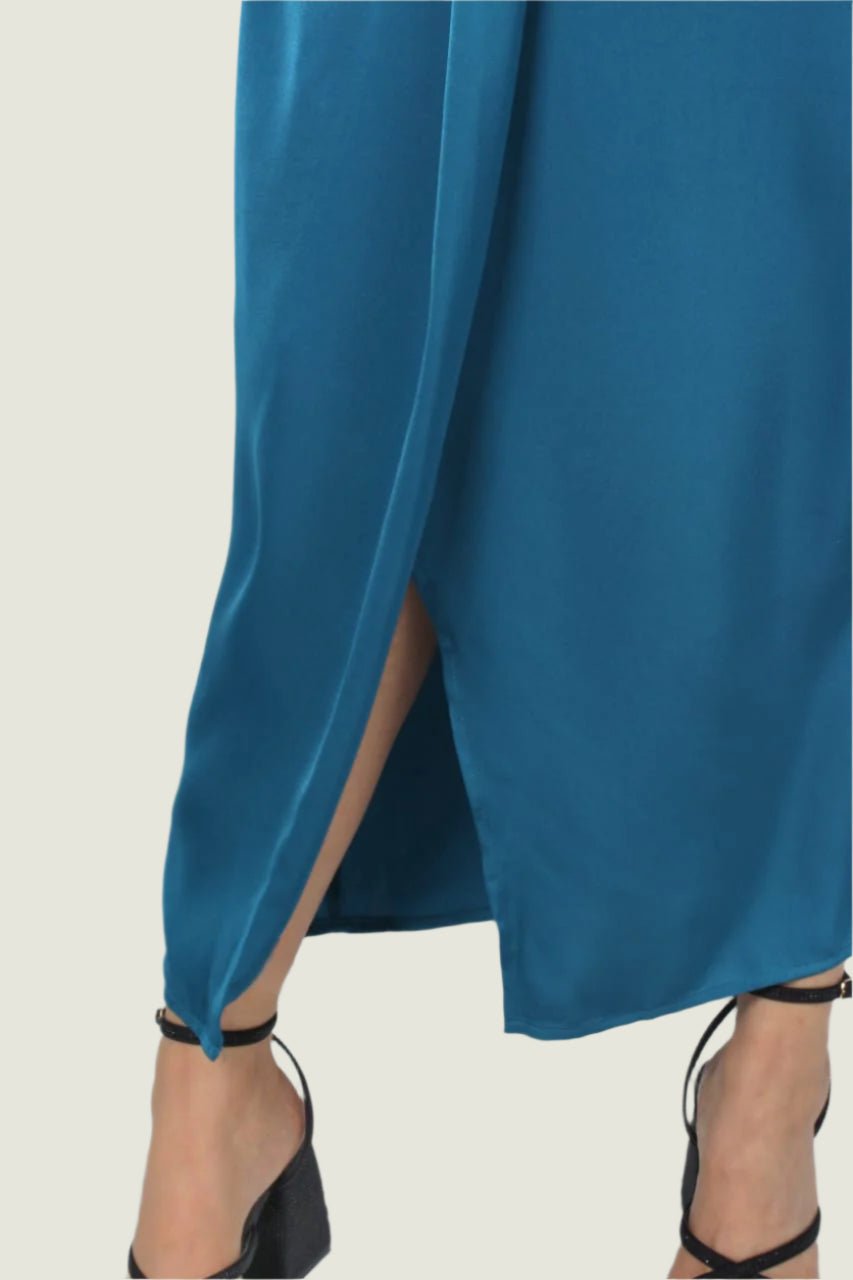 Elegant Satin Twist-Front Midi Dress - Party & Evening Wear