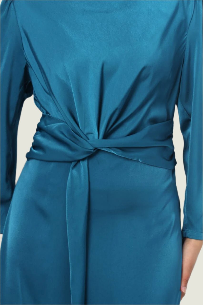 Elegant Satin Twist-Front Midi Dress - Party & Evening Wear