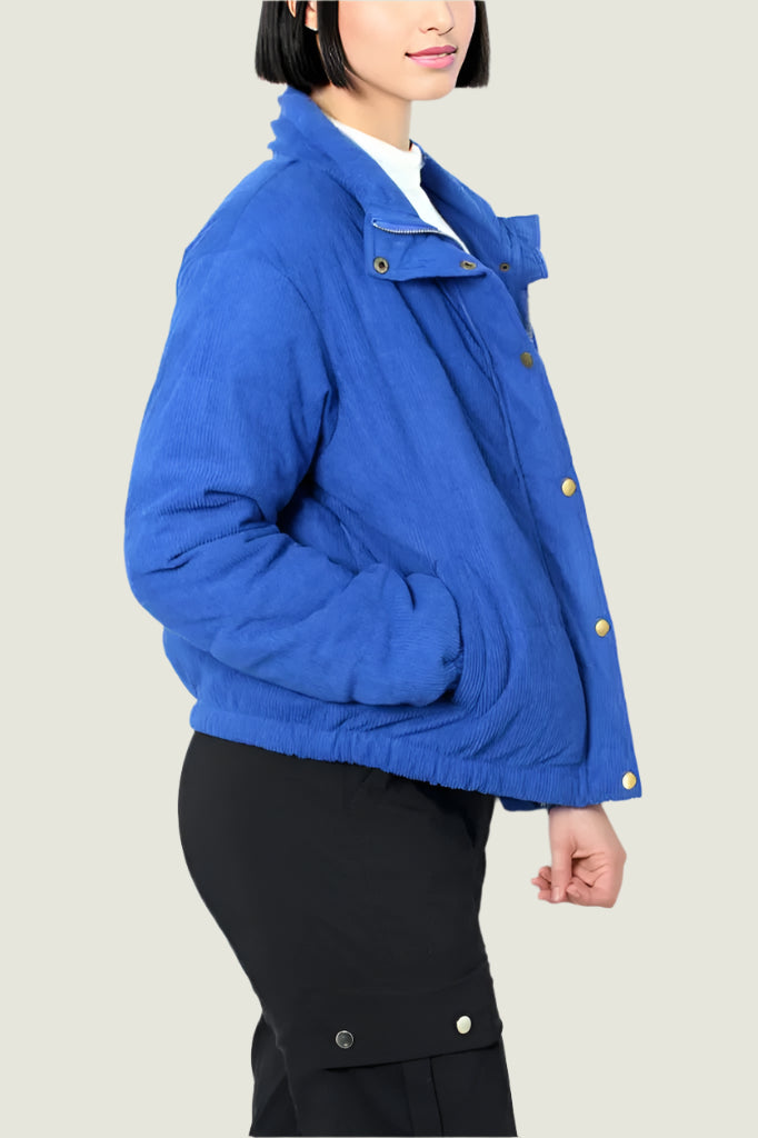 Quilted Corduroy Puffer Jacket for Winter