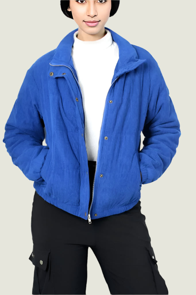Quilted Corduroy Puffer Jacket for Winter