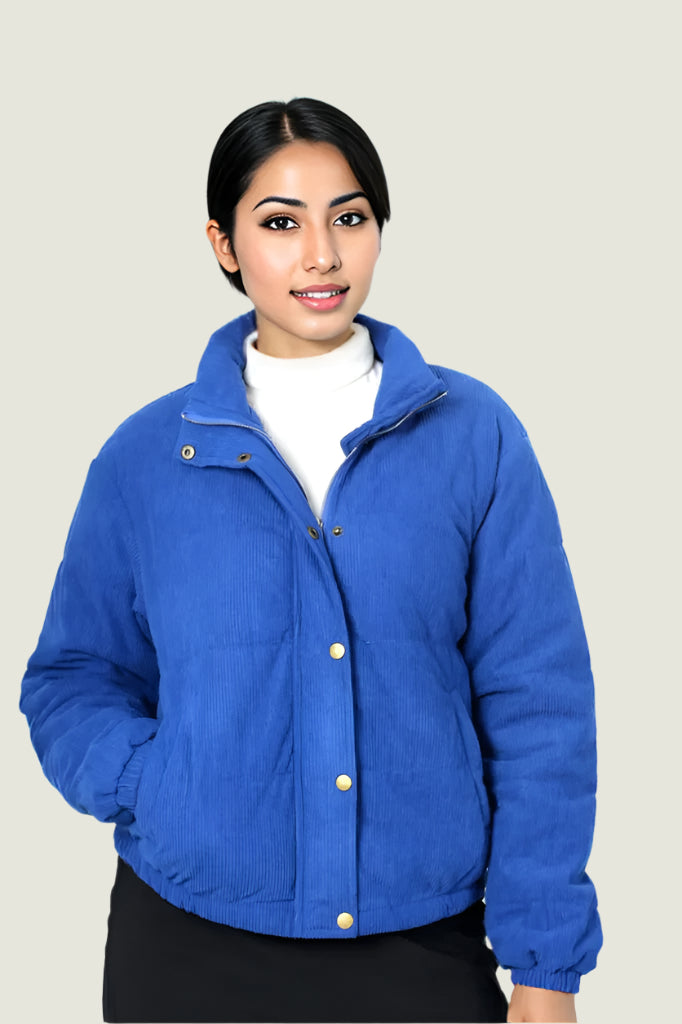 Quilted Corduroy Puffer Jacket for Winter