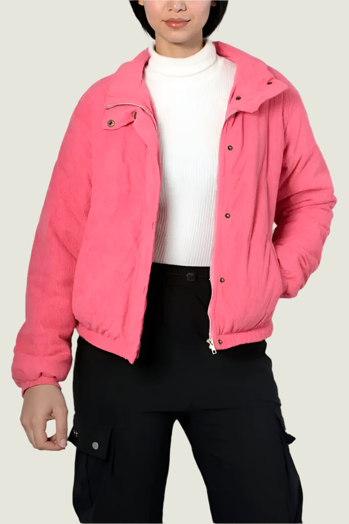 Quilted Corduroy Puffer Jacket for Winter