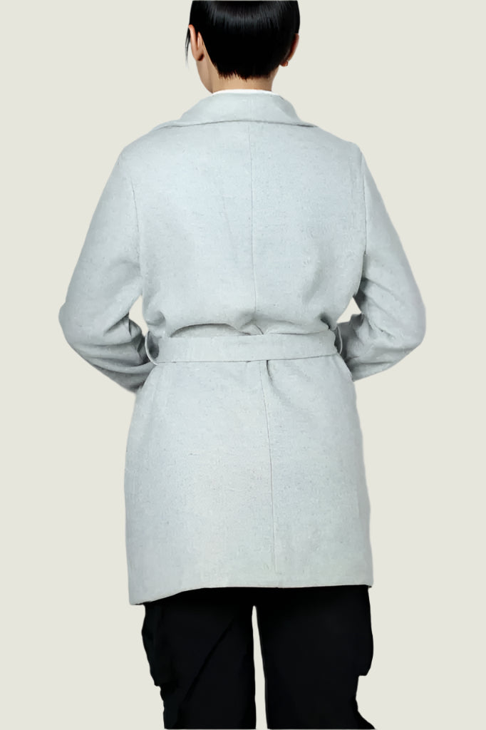 Chic Camel Drape Coat with Belt