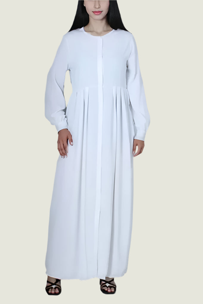 Round Neck Button-Up Maxi Dress – Classic, Elegant & Chic Style