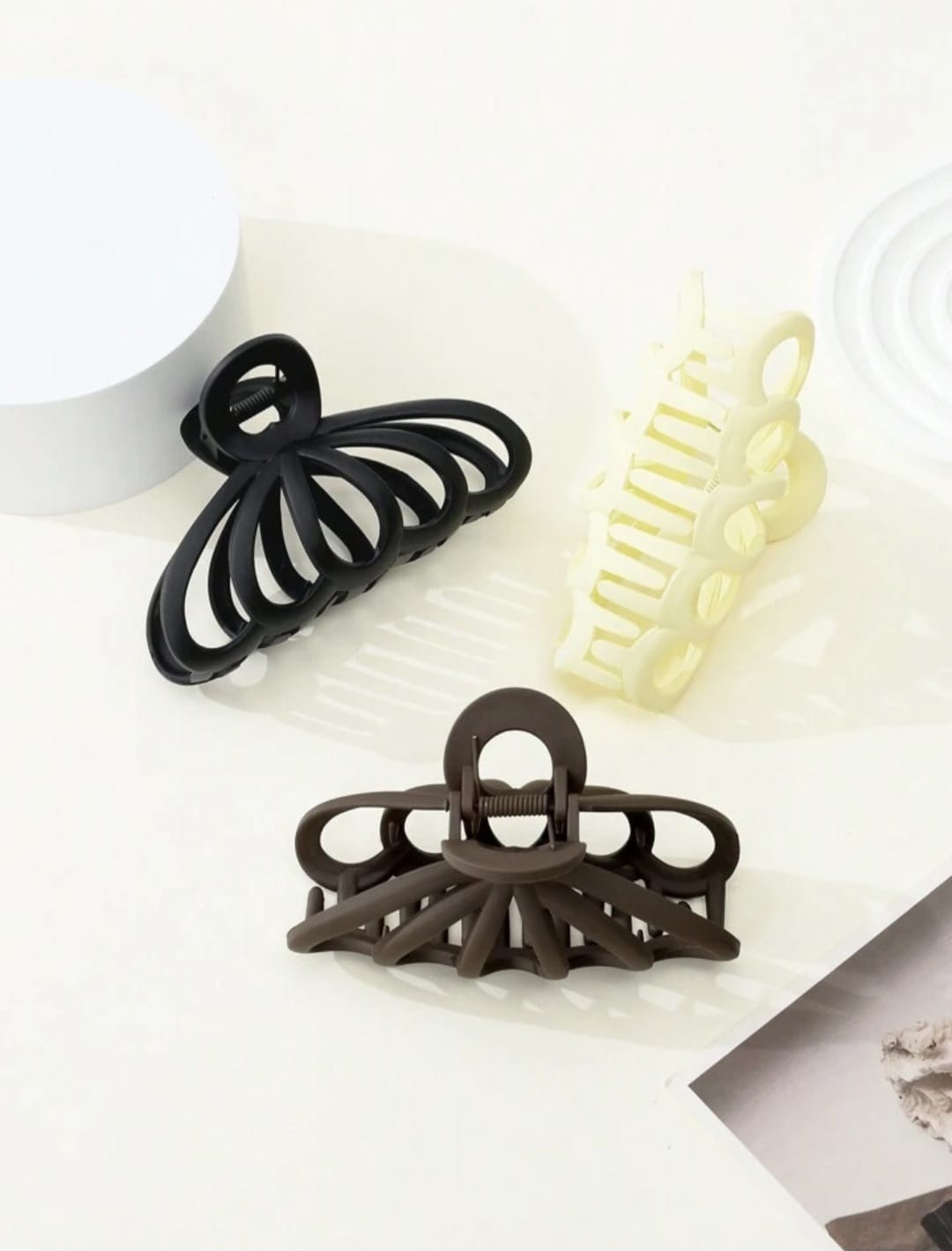 Large Solid Hollow Semi Circle Hair Claw Clip – Non-Slip Grip for Everyday Wear