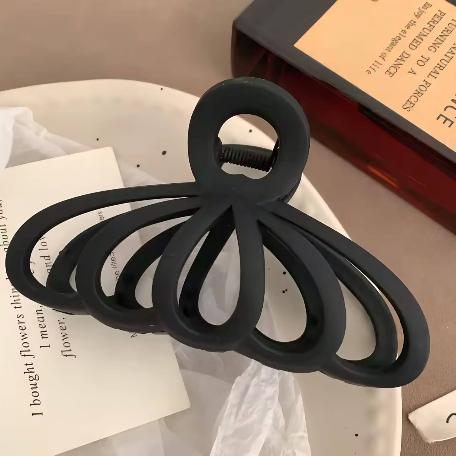 Large Solid Hollow Semi Circle Hair Claw Clip – Non-Slip Grip for Everyday Wear