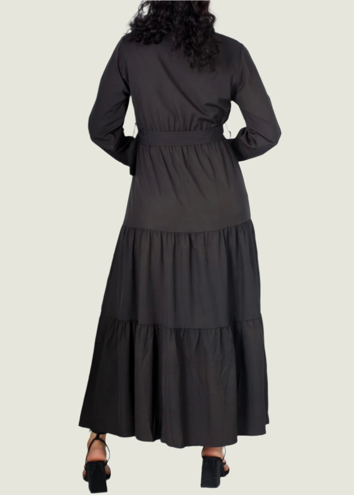 Belted Tiered Elegance Shirt Dress