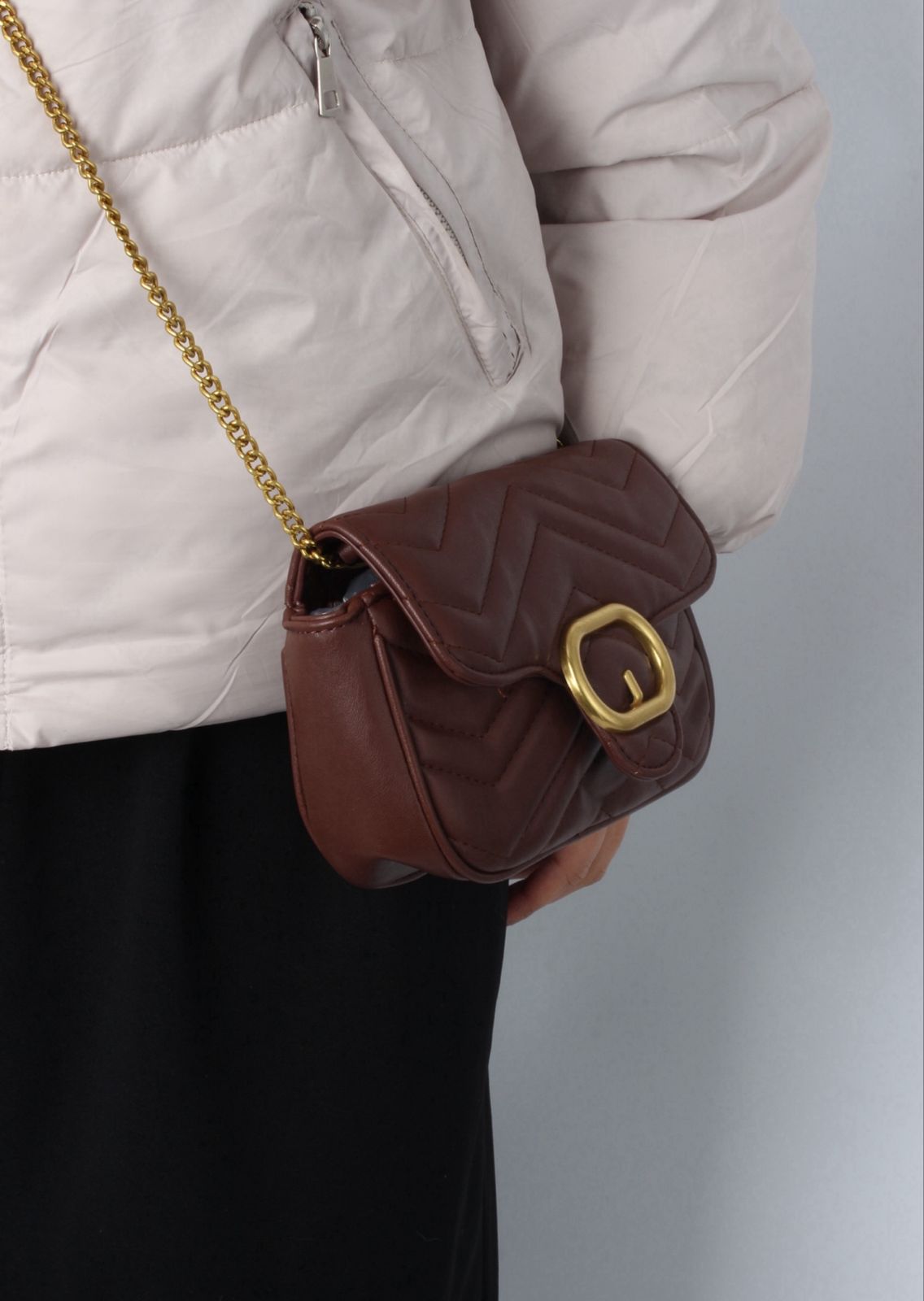 Quilted Chain Shoulder Bag – Compact & Statement-Ready 8X039#