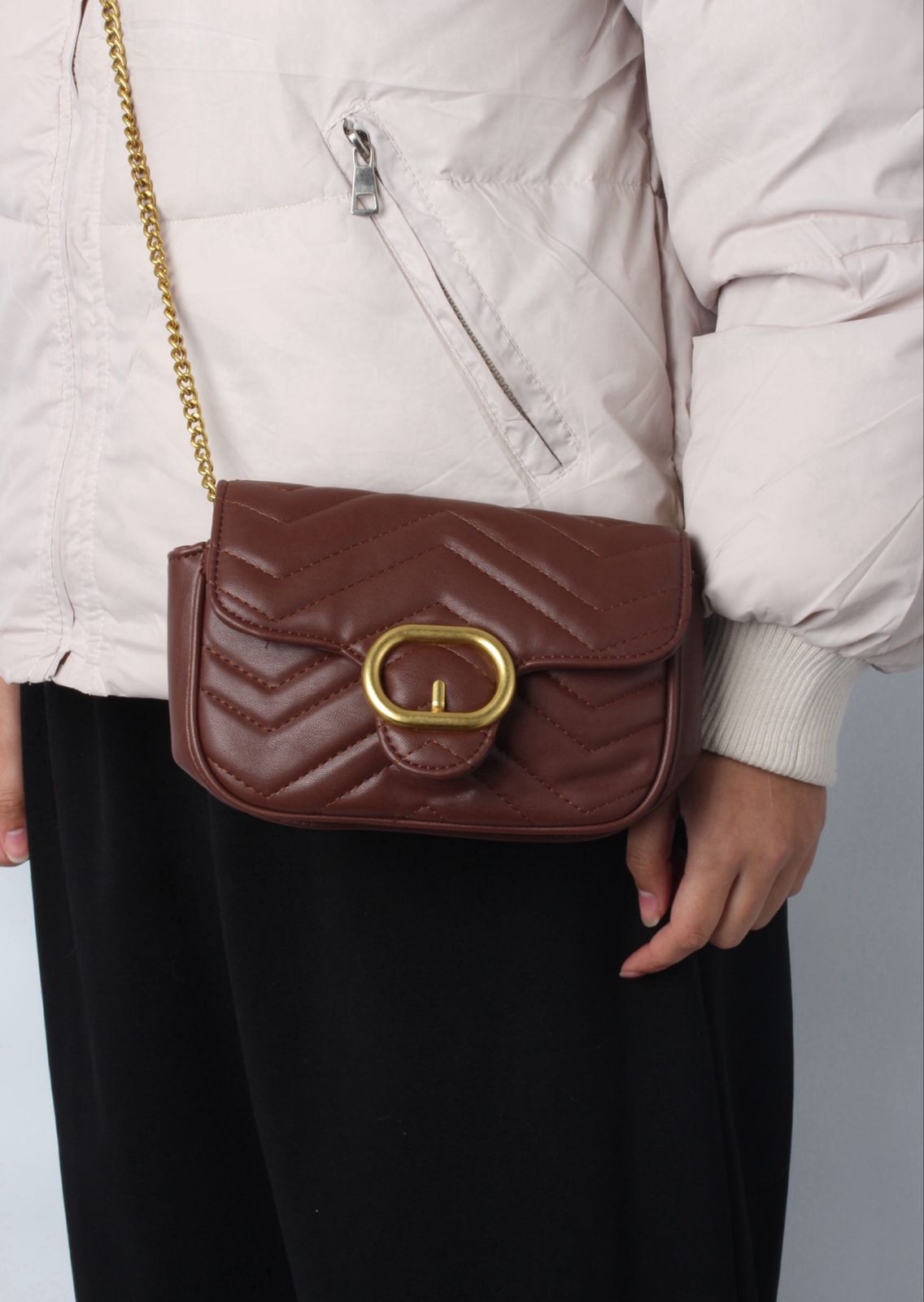 Quilted Chain Shoulder Bag – Compact & Statement-Ready 8X039#