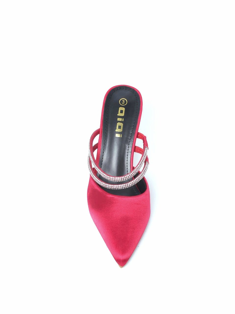 Crystal Strap Pointed Block Heel Mules - TX88-040