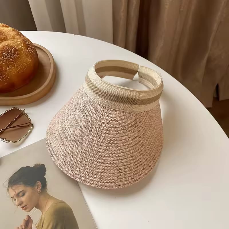 Straw Sun Visor Hat – Wide Brim Summer Cap
