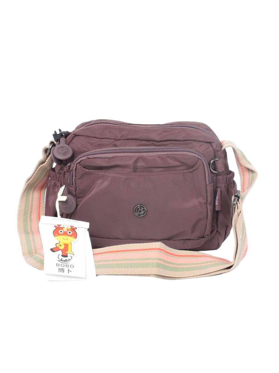 Multi-Pocket Nylon Crossbody Bag with Adjustable Wide Strap - 9608-4