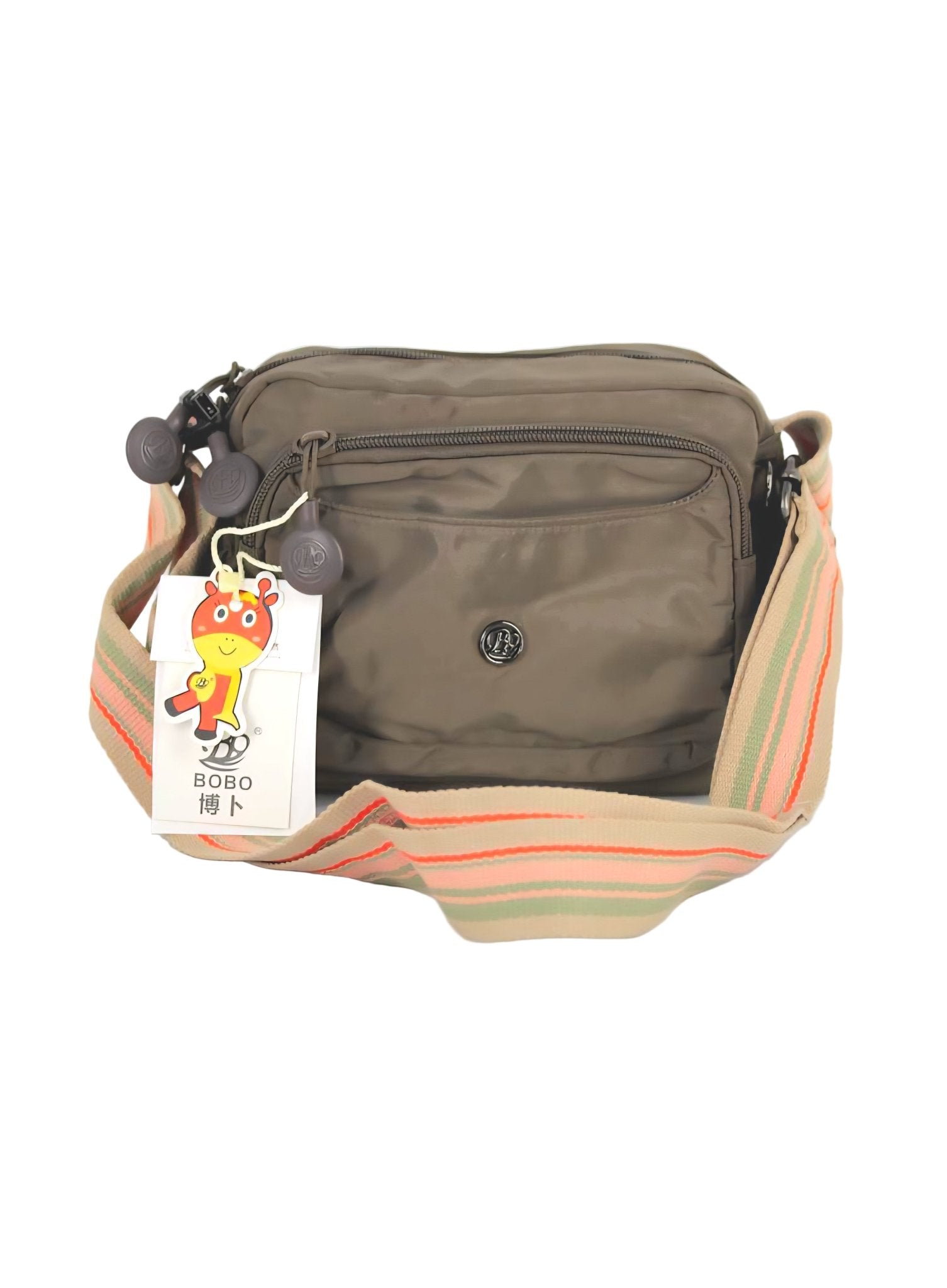 Multi-Pocket Nylon Crossbody Bag with Adjustable Wide Strap - 9608-4