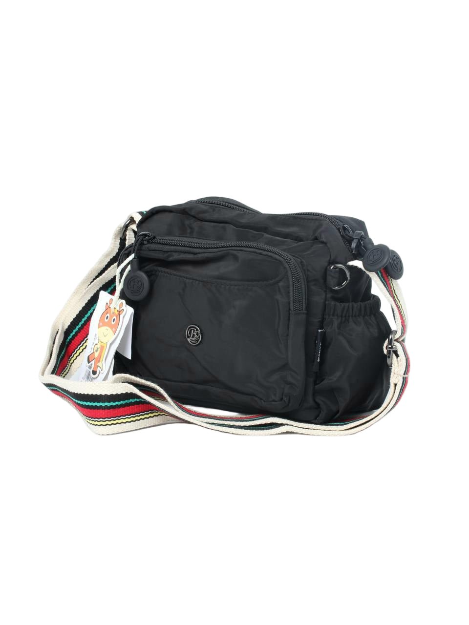 Multi-Pocket Nylon Crossbody Bag with Adjustable Wide Strap - 9608-4