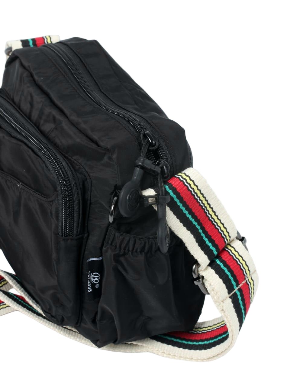 Multi-Pocket Nylon Crossbody Bag with Adjustable Wide Strap - 9608-4