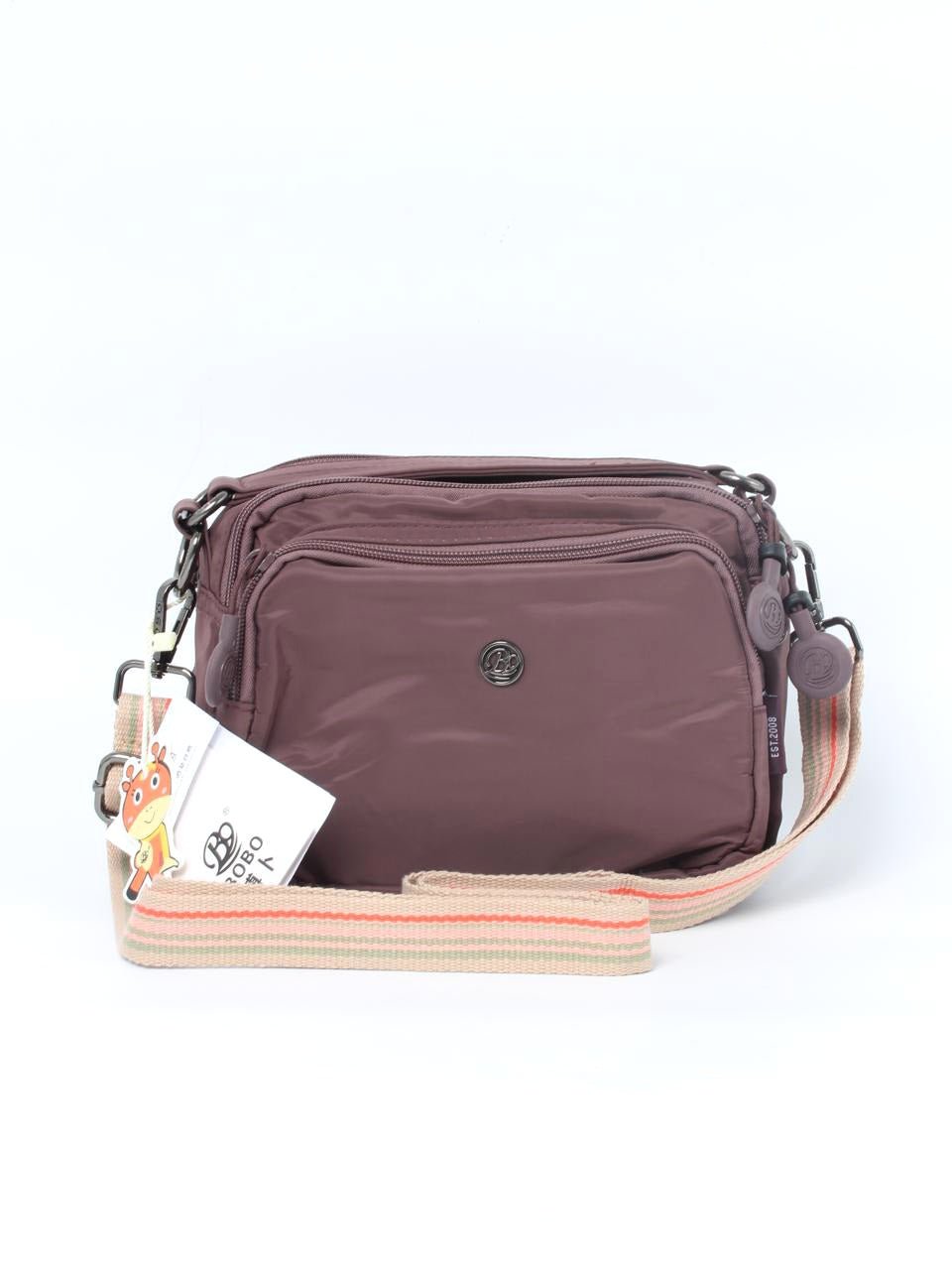 Compact Multi-Pocket Nylon Crossbody Bag with Wide Strap - 1530