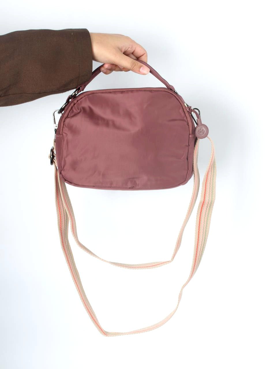 Compact Multi-Pocket Nylon Crossbody Bag with Wide Strap - 1530