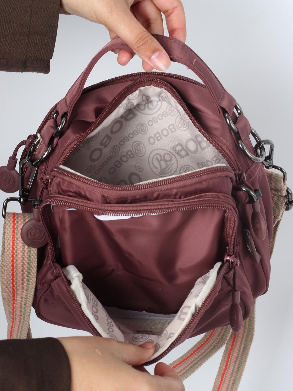 Compact Multi-Pocket Nylon Crossbody Bag with Wide Strap - 1530