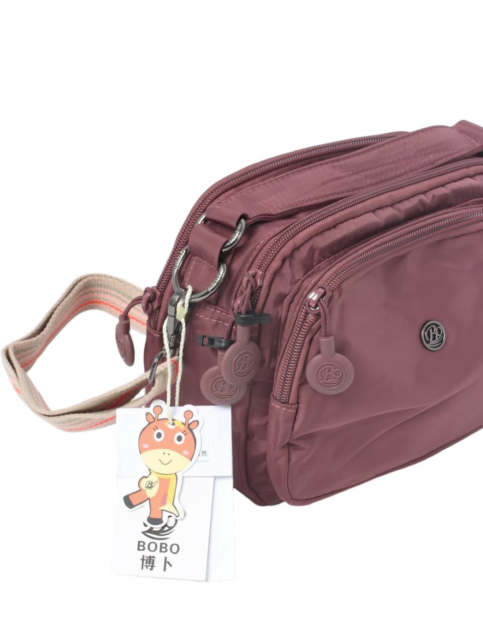 Compact Multi-Pocket Nylon Crossbody Bag with Wide Strap - 1530