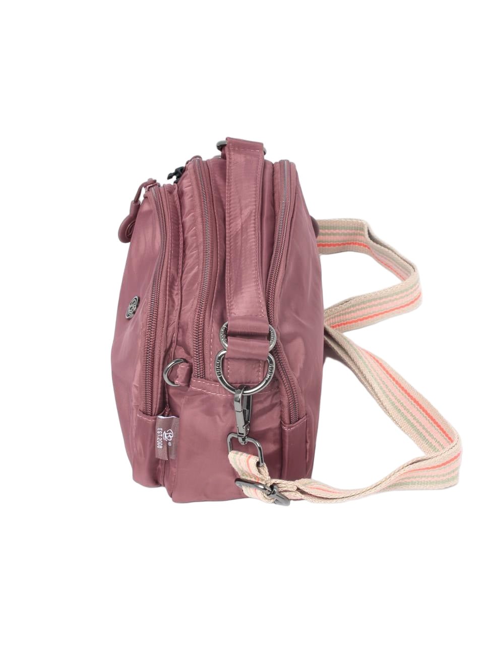 Compact Multi-Pocket Nylon Crossbody Bag with Wide Strap - 1530