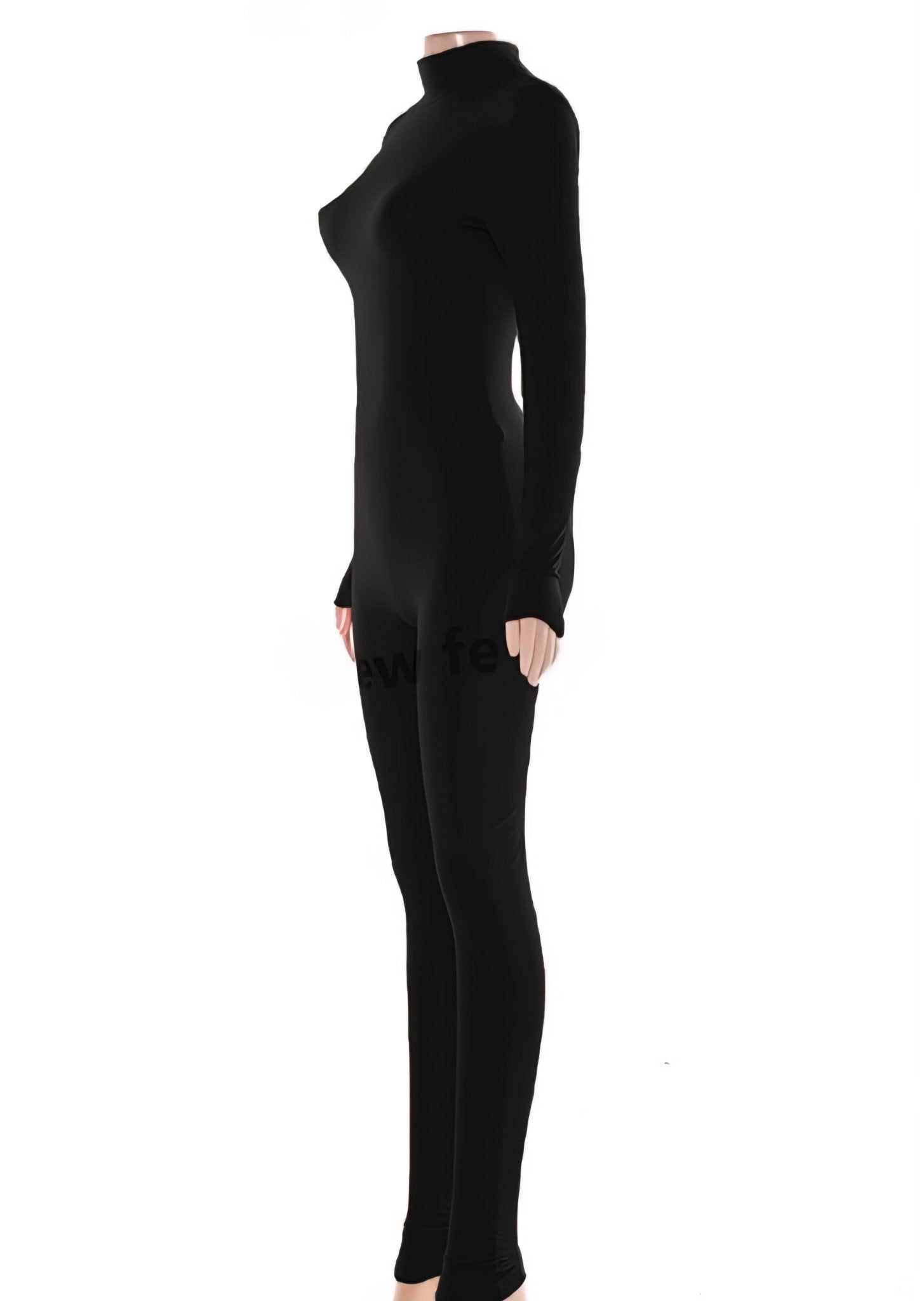 Sleek Black Long Sleeve Bodycon Jumpsuit