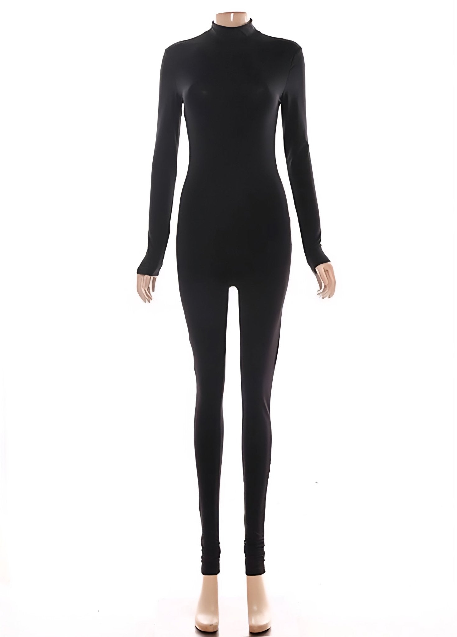 Sleek Black Long Sleeve Bodycon Jumpsuit