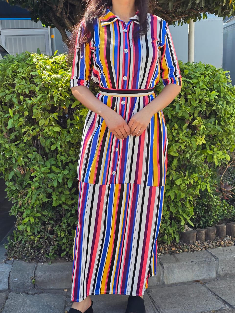 Stripe Maxi Dress with Belt