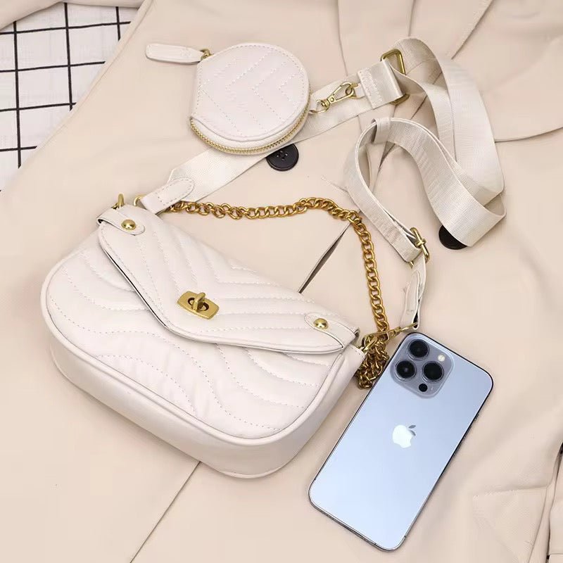 Quilted Crossbody Bag with Coin Purse – Trendy & Functional Set 8001#