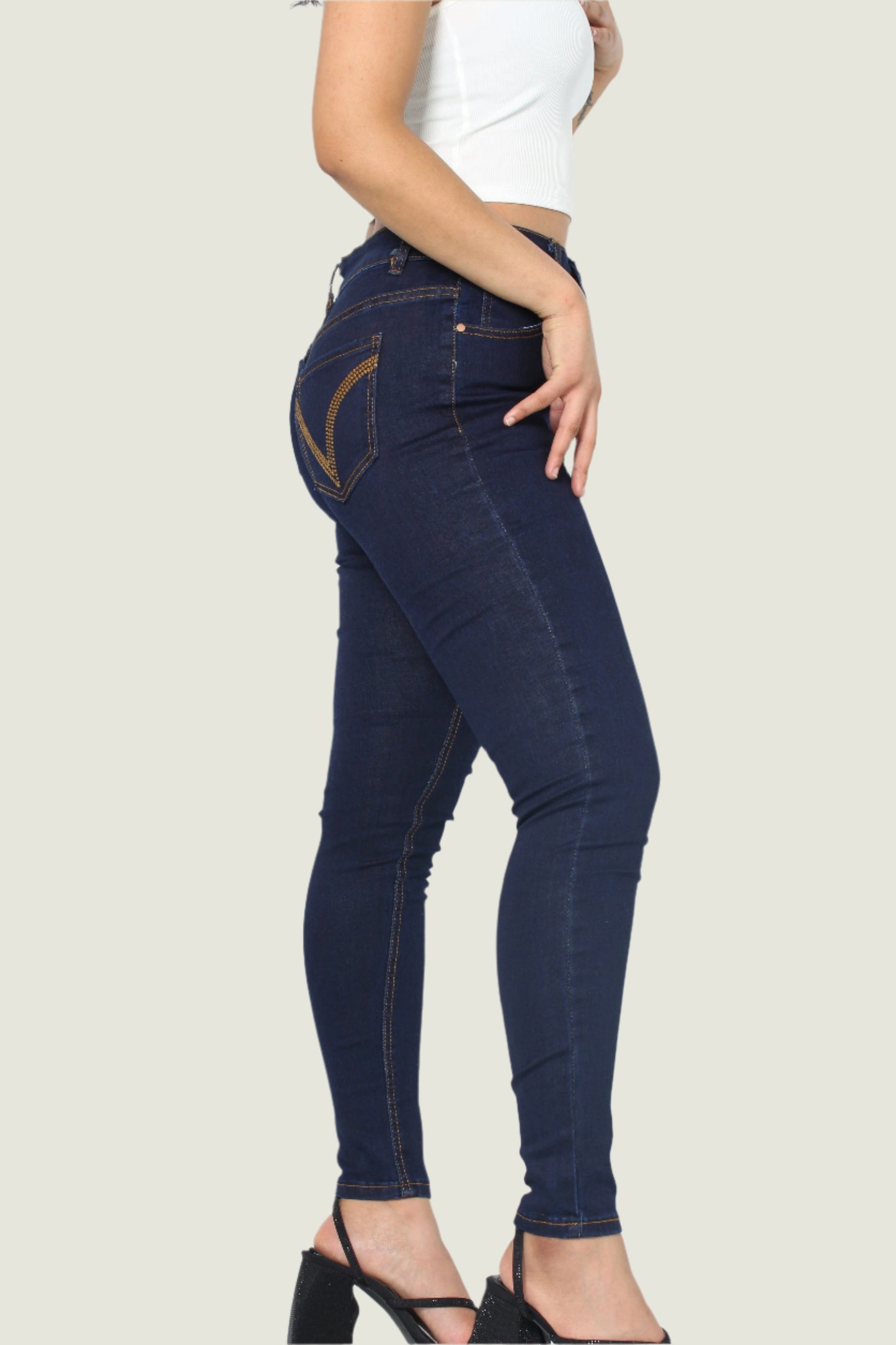 Dark Blue High Rise Skinny Fit Denim Jeans