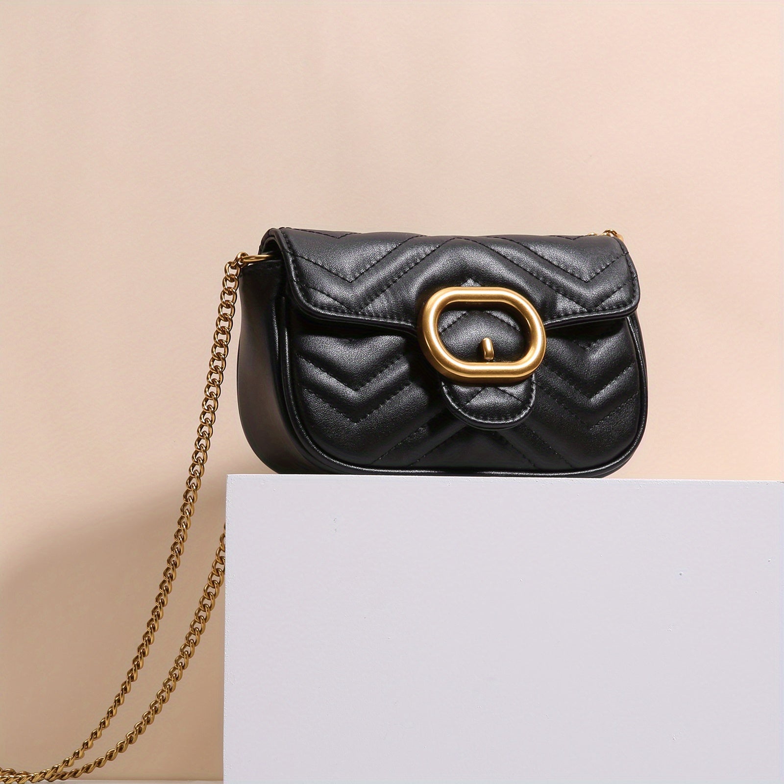 Quilted Chain Shoulder Bag – Compact & Statement-Ready 8X039#