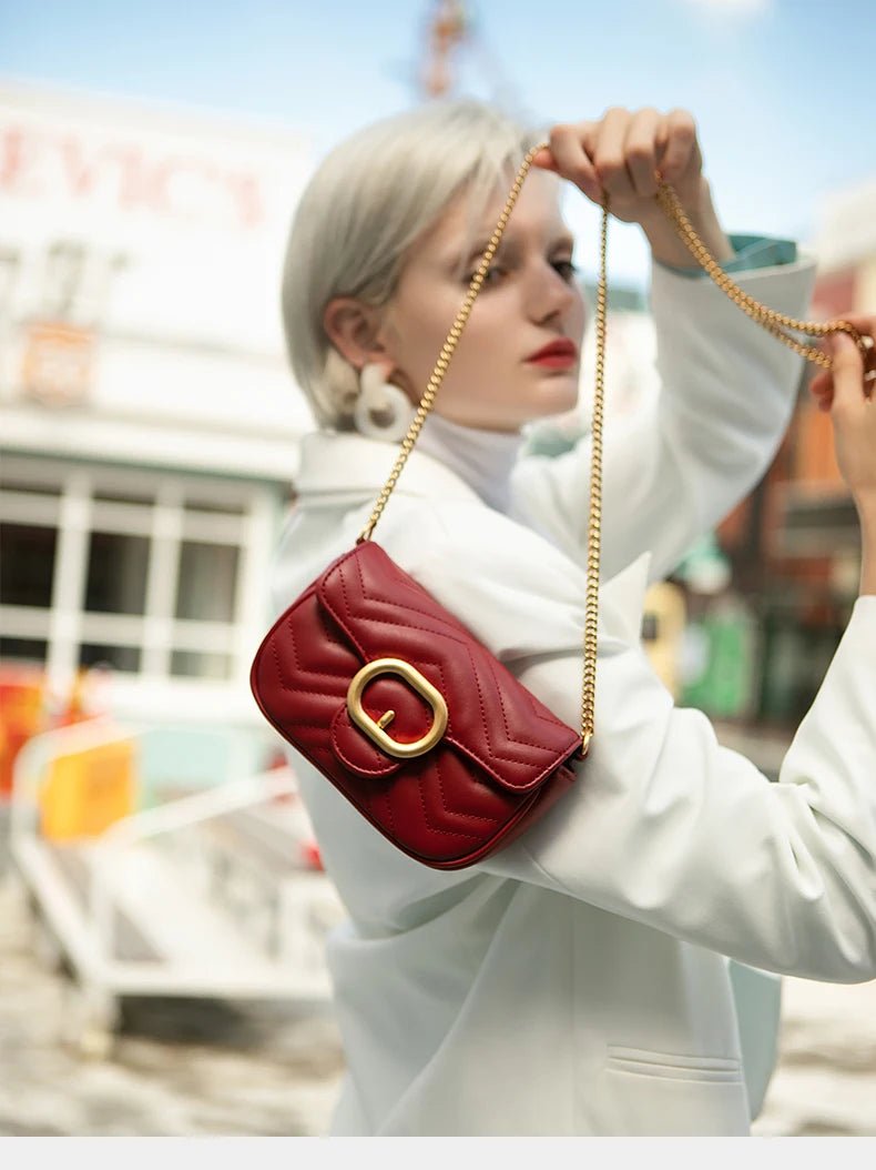 Quilted Chain Shoulder Bag – Compact & Statement-Ready 8X039#