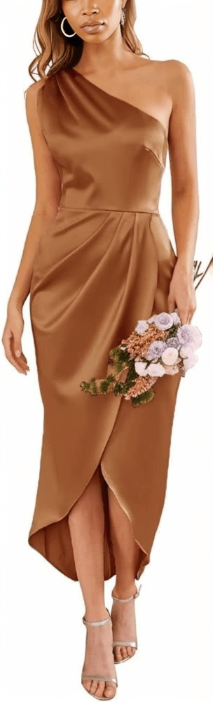 One Shoulder Dress Satin Bodycon Dress XD21