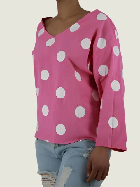 Polka Dot V neck Blouse (M- NEED TO OPEN AND CHECK SIZE AND STYLE) XD21