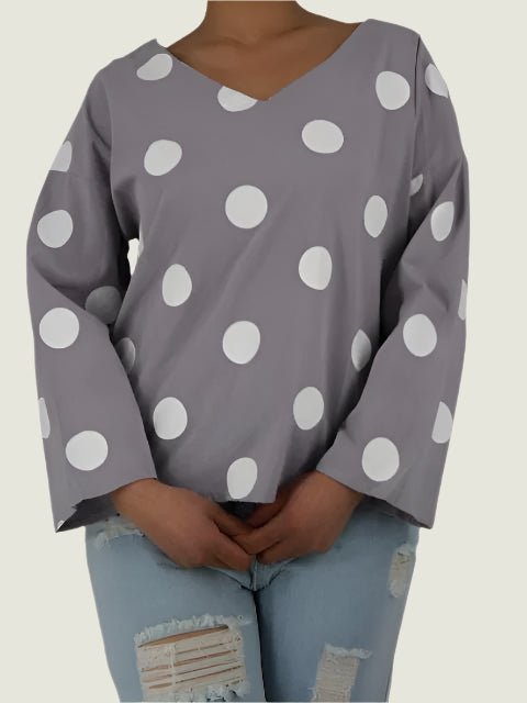 Polka Dot V neck Blouse (M- NEED TO OPEN AND CHECK SIZE AND STYLE) XD21