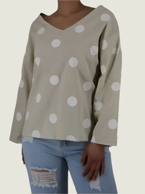 Polka Dot V neck Blouse (M- NEED TO OPEN AND CHECK SIZE AND STYLE) XD21