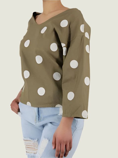 Polka Dot V neck Blouse (M- NEED TO OPEN AND CHECK SIZE AND STYLE) XD21