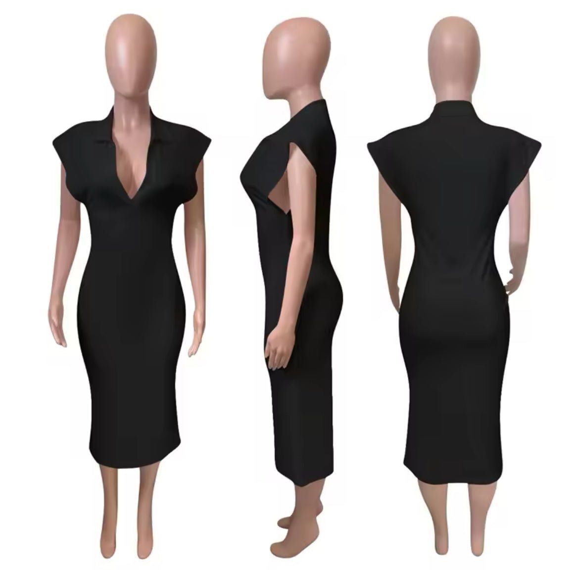 Polo Short Sleeve Bodycon Midi Dress XD21
