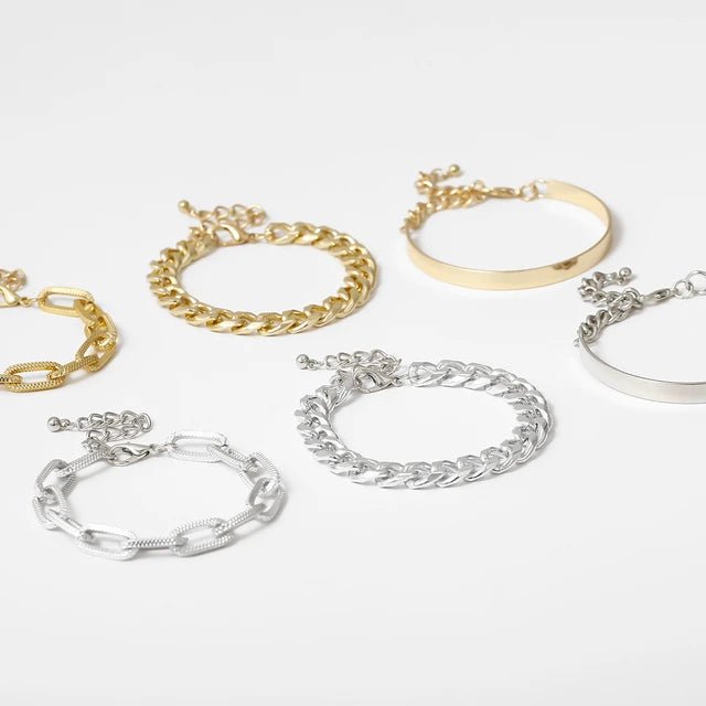 Punk Thick Link Chain Bracelet 3pc Set XD21