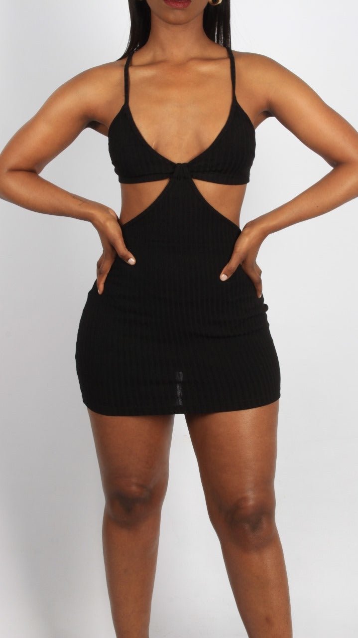 Ribbed Knitted Bust Cutout Mini Dress XD21