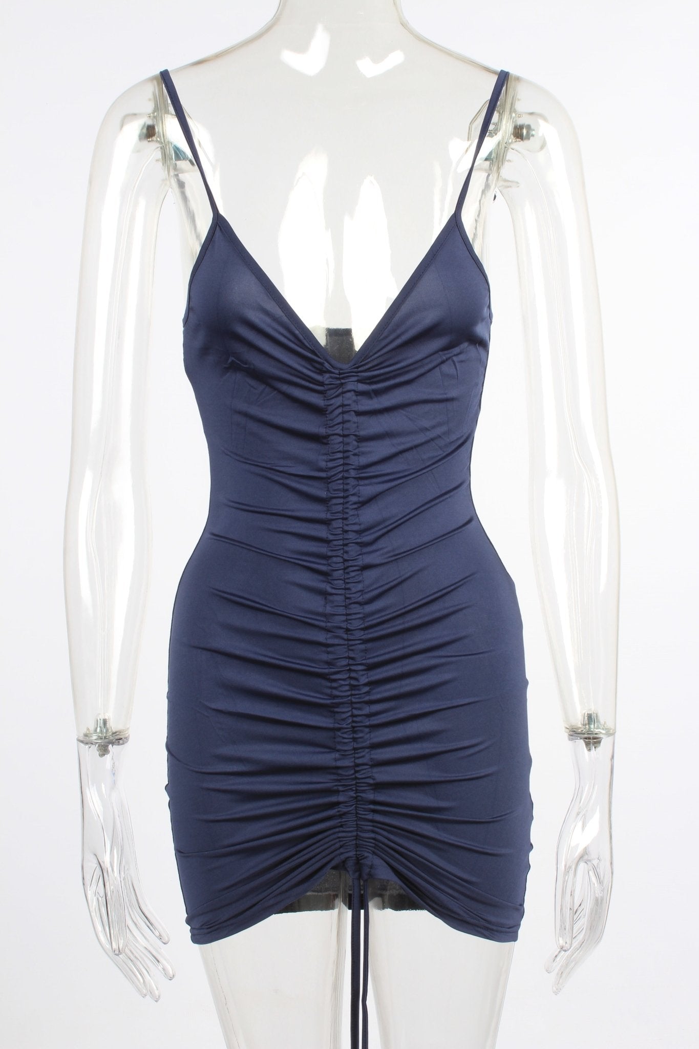 Ruched Bandage Drawstring Mini Dress XD21