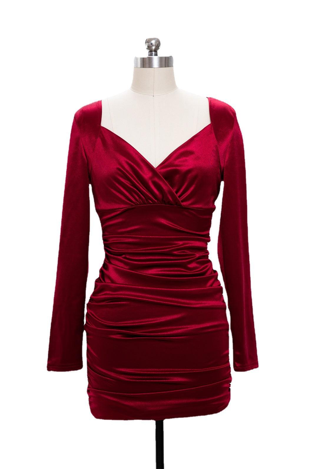 Ruched Dress Bodycon Fold Mini