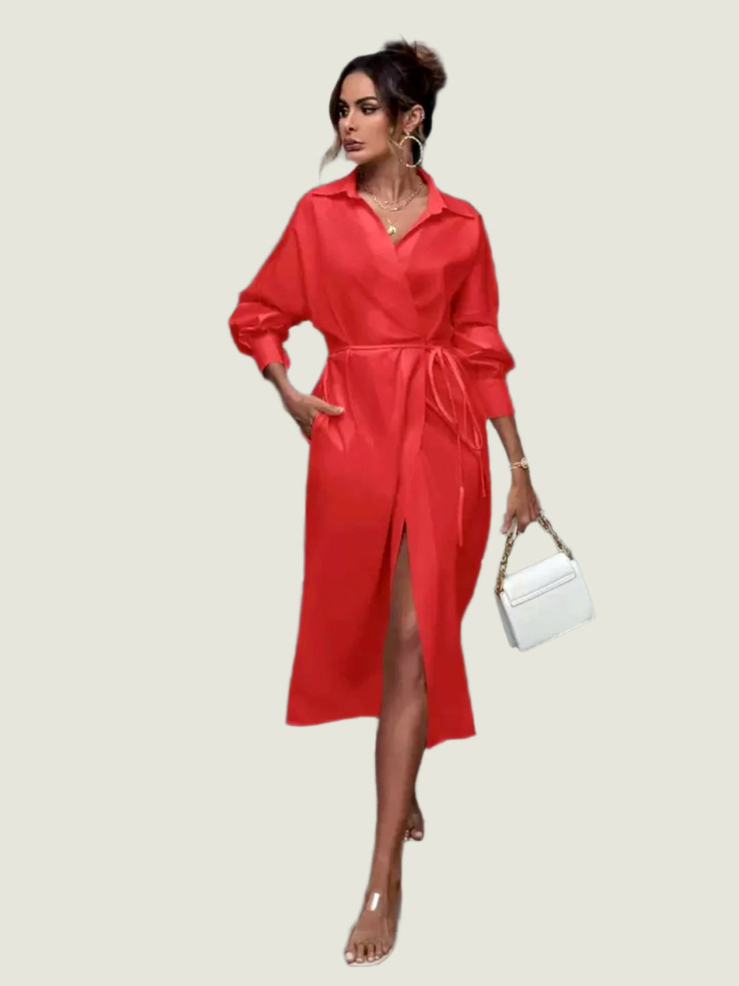 Flattering Wrap Style Shirt Dress