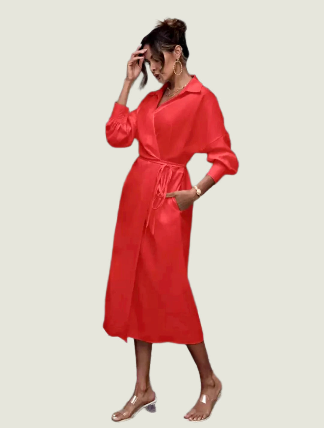 Flattering Wrap Style Shirt Dress