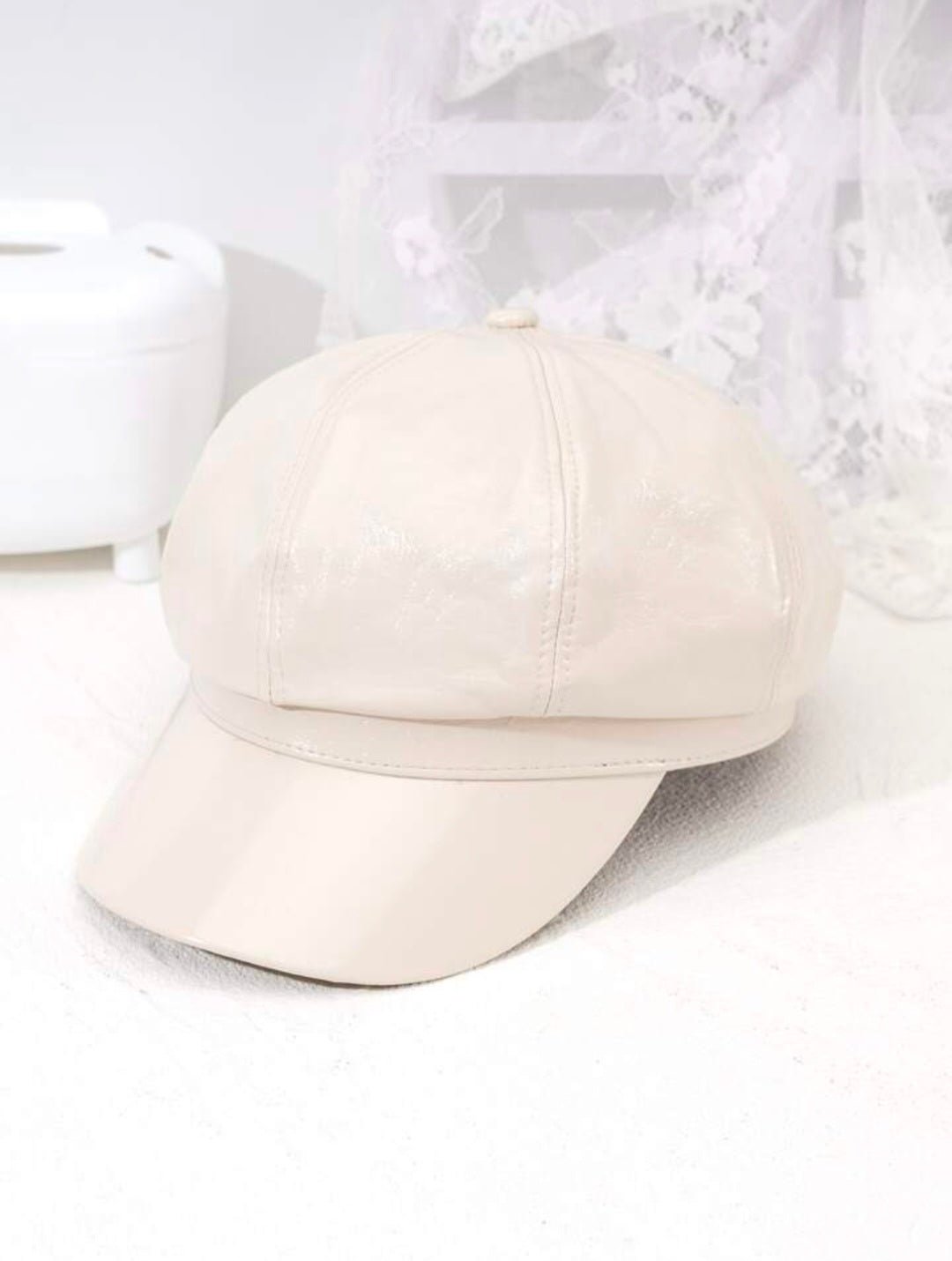 PU Leather Newsboy Cap – Vintage Style Baker Boy Hat