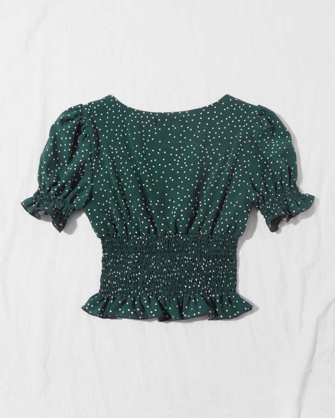 Polka Dot Smocked Puff Sleeve Top – Casual Chic Blouse