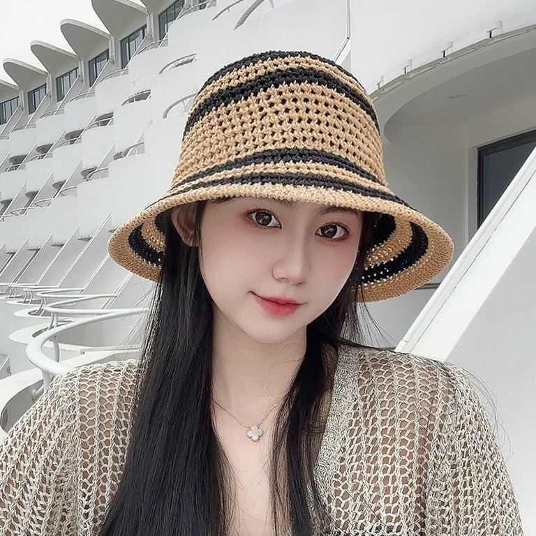 Striped Crochet Bucket Hat – Lightweight Summer Sun Hat