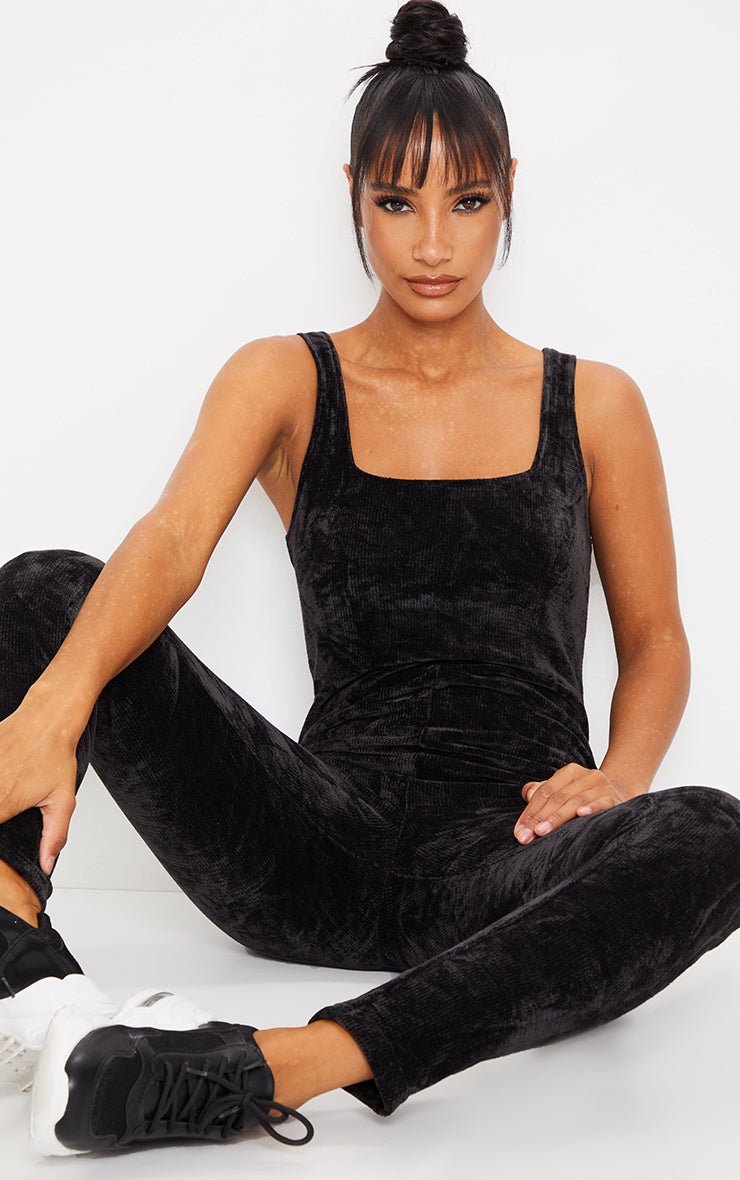 Solid Velvet Skinny Leg Jumpsuit XD21