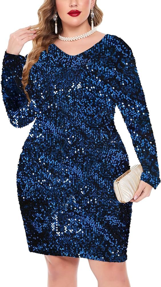 Sparkle Sequin v neck curve mini dress XD21