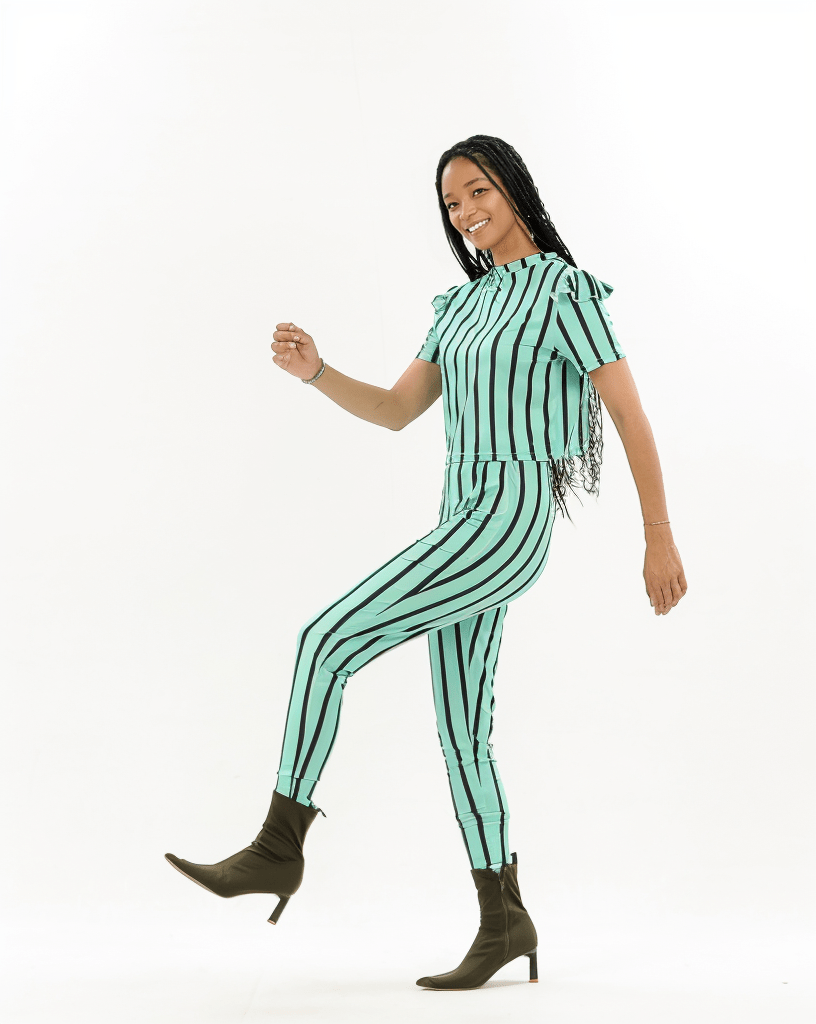 Stripe Pants Crop Top Two Piece Set XD21